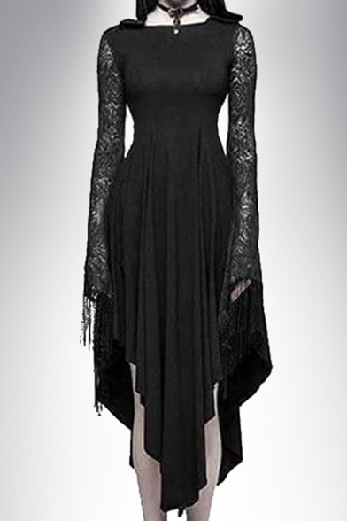 black lace asymmetrical dress