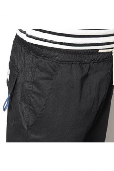 Men's Fashion Letter XNYX Pattern Drawstring Waist Rolled Cuffs Casual Tapered Pants