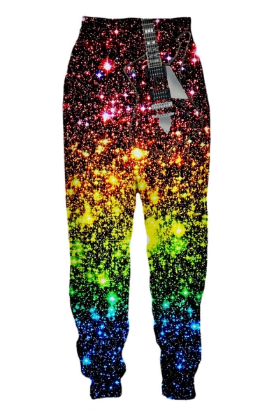 Men's Hot Fashion Creative 3D Colorful Galaxy Printed Casual Loose Jogger Sweatpants