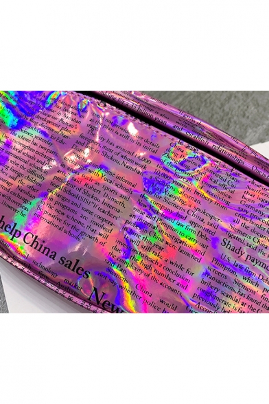 New Fashion Newspaper Letter Printed Transparent Laser Running Belt Bag 33*13*6 CM