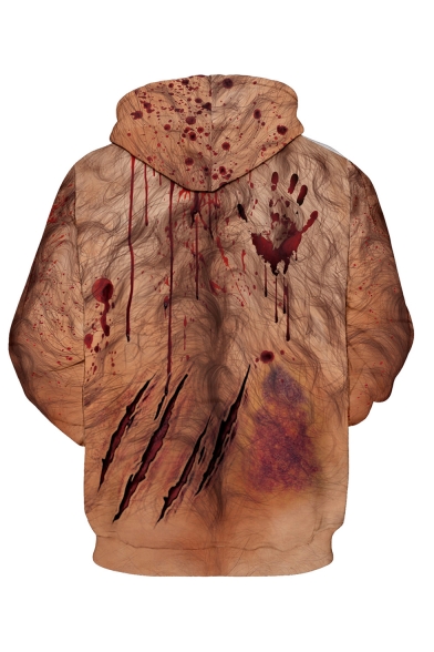 Popular Halloween 3D Blood Muscle Pattern Long Sleeve Casual Loose Unisex Hoodie