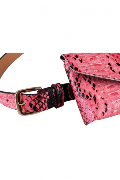 Stylish Snakeskin Pattern PU Leather Envelope Bag Belt Purse 17*10 CM