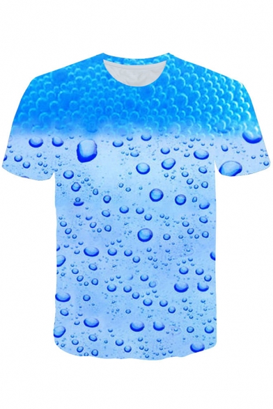 Summer New Stylish Cool 3D Bubble Printed Round Neck Short Sleeve T-Shirt