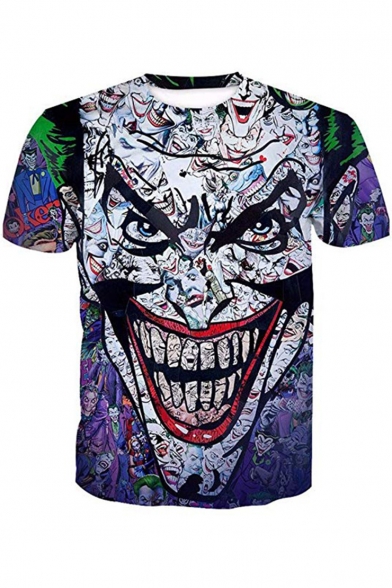 Unique Stylish Clown 3D Printed Round Neck Short Sleeve T-Shirt