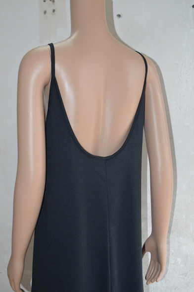 Womens Hot Popular Simple Plain V-Neck Slouchy Maxi Beach Slip Dress with Pocket