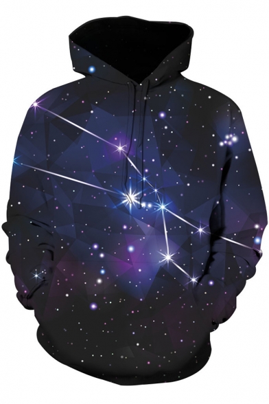 3D Starry Galaxy Printed Long Sleeve Casual Loose Pullover Hoodie