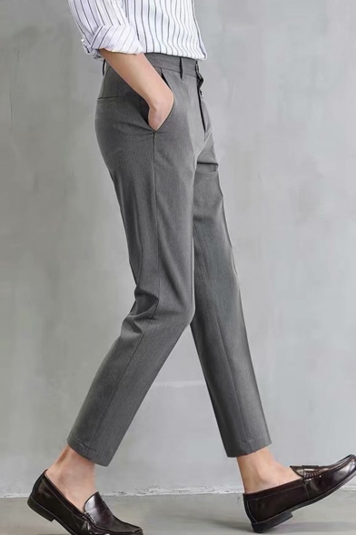 Fashion Simple Plain Straight Tailored Suit Pants Casual Dress Pants for Men