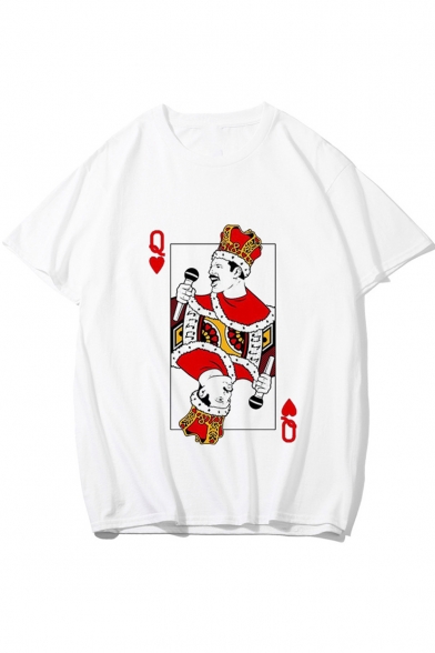 Freddie Mercury Funny Poker Card Print White Short Sleeve Tee