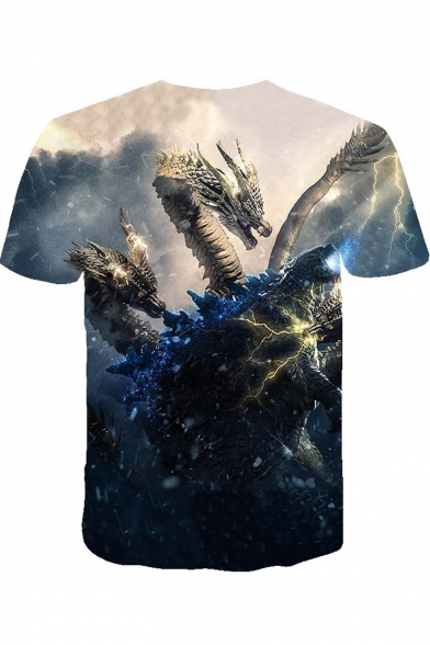 Godzilla King of the Monsters Cool 3D Printed Short Sleeve T-Shirt