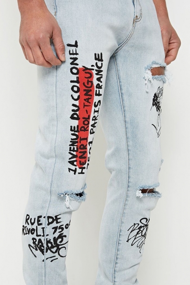 graffiti ripped jeans