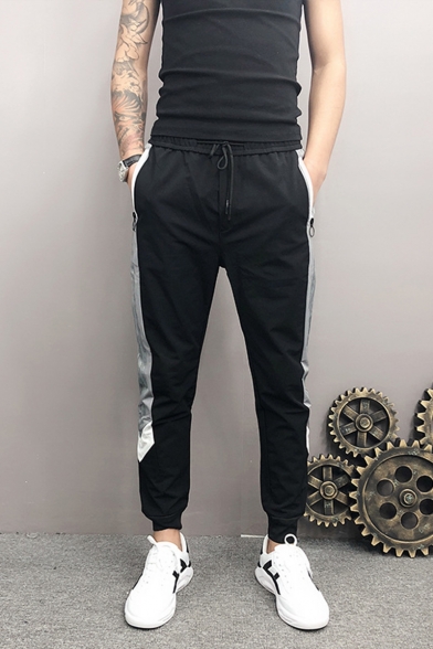 Men's New Fashion Stripe Pattern Zipped Pocket Casual Sports Sweatpants