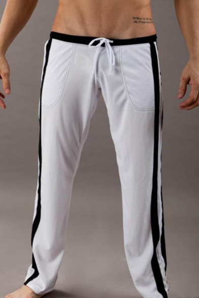 Men's Popular Fashion Colorblock Stripe Side Drawstring Waist Casual Loose Sweatpants