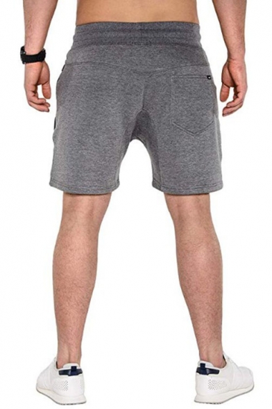 Men's Summer Simple Plain Colorblock Zipped Pocket Drawstring Waist Casual Sports Sweat Shorts