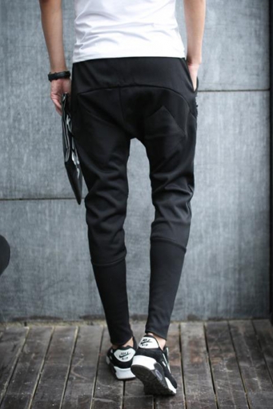 Men's Trendy Simple Plain Button Zipper Embellished Casual Slim Pencil Pants