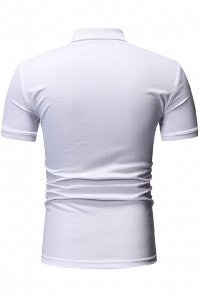 Mens Cool Color Block Basic Short Sleeve Slim Fitted Polo Shirt