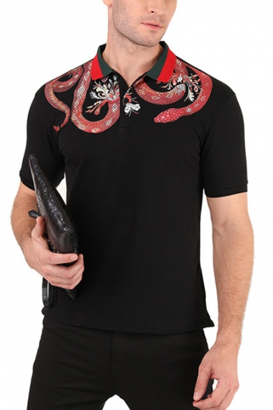 polo shirt with snake on collar