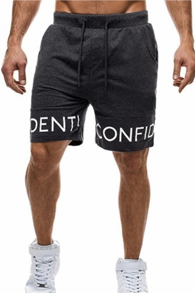 Summer Fashion Letter Printed Drawstring Waist Relaxed Sweat Shorts for Men