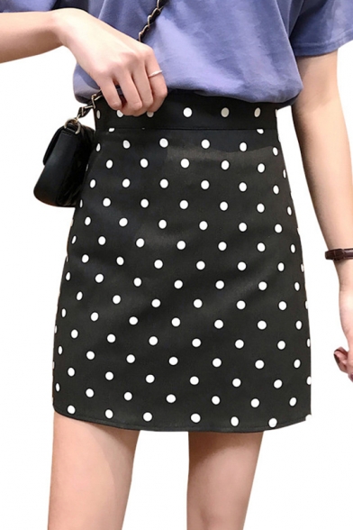 Summer Girls Fancy Polka Dot Printed High Rise Mini A-Line Skirt