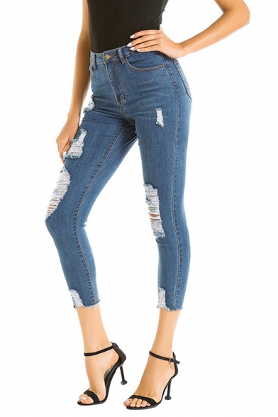 womens ripped ankle grazer jeans