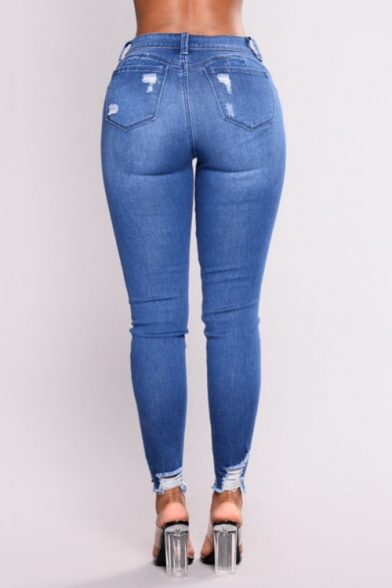 blue skinny ripped jeans womens