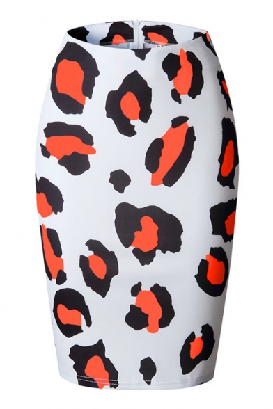 Womens Sexy High Waist Leopard Printed Bodycon Midi Skirt