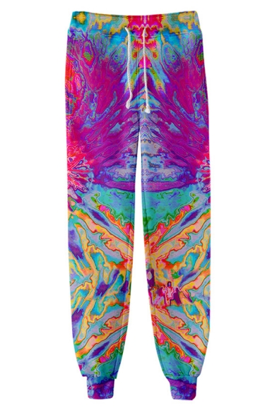 Creative Fashion Tie Dyeing 3D Printed Drawstring Waist Casual Cotton Joggers Sweatpants