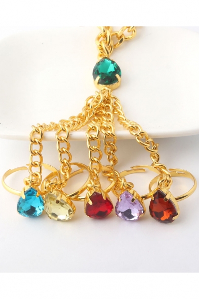 Fancy Colorful Diamond Studded Gauntlet Hand Bracelet