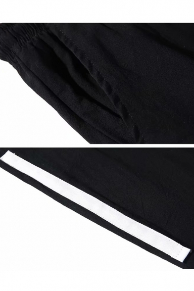Guys New Fashion Contrast Tape Side Drawstring Waist Elastic Cuffs Casual Tapered Pants