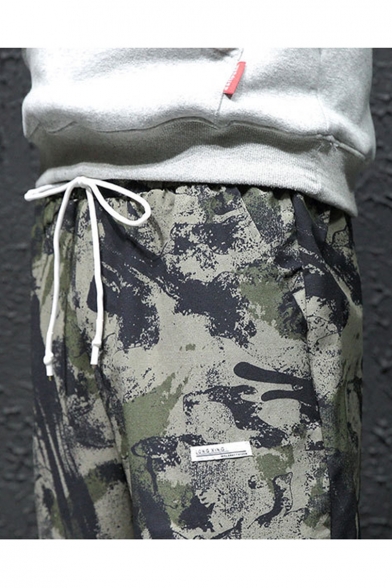 Guys New Fashion Cool Camouflage Printed Drawstring Waist Casual Carrot Pants