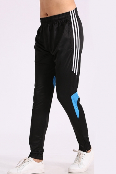 Men's Fashion Colorblock Striped Side Elastic Waist Running Sports Track Pants for Men