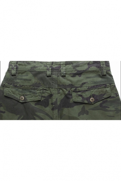 Men's Summer Fashion Popular Camouflage Print Casual Cotton Zip-fly Cargo Shorts