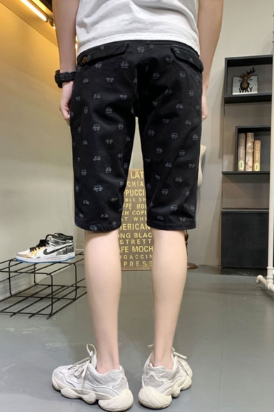 Men's Summer New Fashion All-over Printed Casual Cotton Chino Shorts