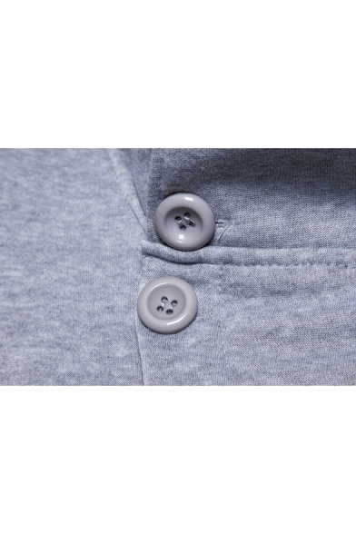 Mens Simple Plain Unique Oblique Button Front Stand Collar Long Sleeve Longline Sweatshirt Coat