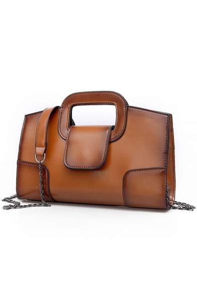 New Fashion Solid Color PU Leather Portable Vintage Satchel Messenger Bag 18*29*7 CM