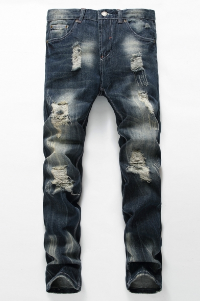 dark wash ripped jeans mens