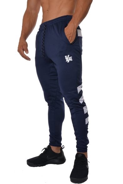 Simple Fashion Logo Patched Colorblocked Stripe Patched Drawstring Waist Jogger Sweatpants