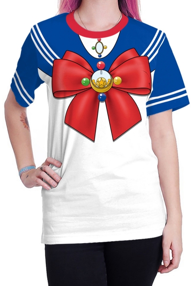 Stylish New Arrival Womens Round Neck Short Sleeve Sailor Moon Graphic Tee
