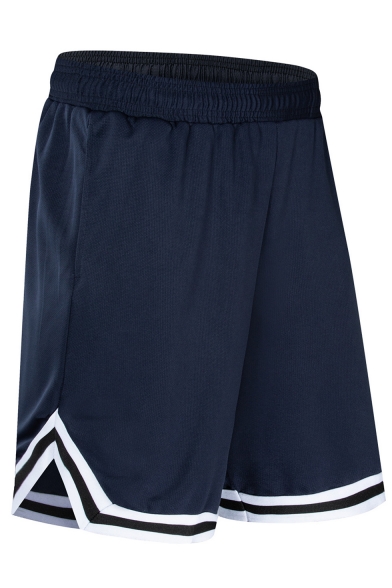 Summer New Fashion Contrast Stripe Trim Elastic Waist Basketball Shorts Casual Sport Shorts