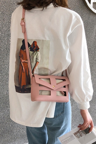 Designer Fashion Plain Hollow Crossbody Sling Bag with Long Strap 20*14*7 CM
