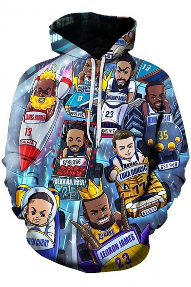 Funny Cartoon NBA Player Collection Long Sleeve Unisex Drawstring Hoodie
