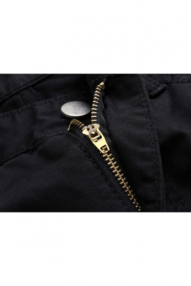 Men's Fashion Cool Animal Printed Night Club Black Casual Jeans