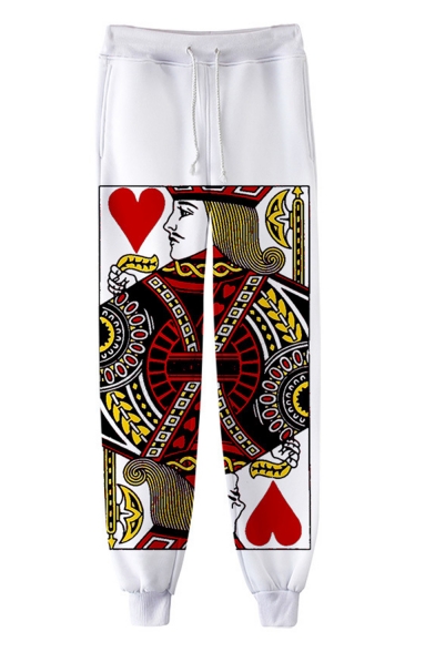 Men's Hot Fashion Poker Printed Drawstring Waist Casual Cotton Sweatpants