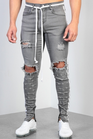 cuffed ripped jeans mens