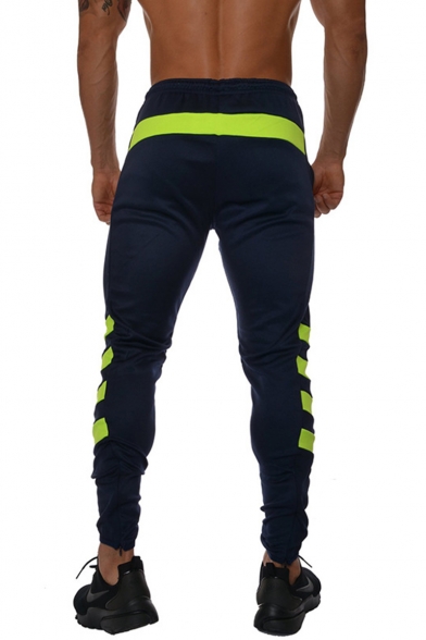 Men's Popular Fashion Contrast Stripe Patched Side Logo Pattern Drawstring Waist Casual Slim Training Sweatpants