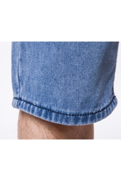 Men's Summer New Fashion Solid Color Relaxed Fit Casual Denim Shorts