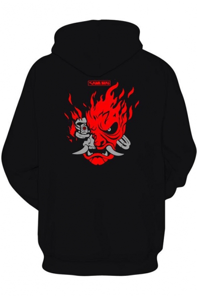 New Fashion Fire Skull Monster Back Black Comic Sport Loose Pullover Unisex Hoodie