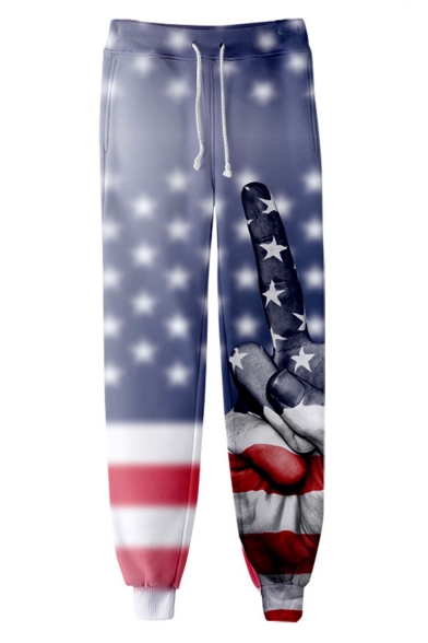 Popular Fashion 3D American Independence Day Printed Drawstring Waist Sport Casual Joggers Sweatpants