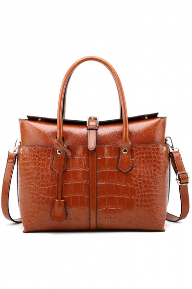 Simple Fashion Crocodile Pattern Large Capacity Briefcase Commuter Satchel Handbag 32.5*12*26 CM