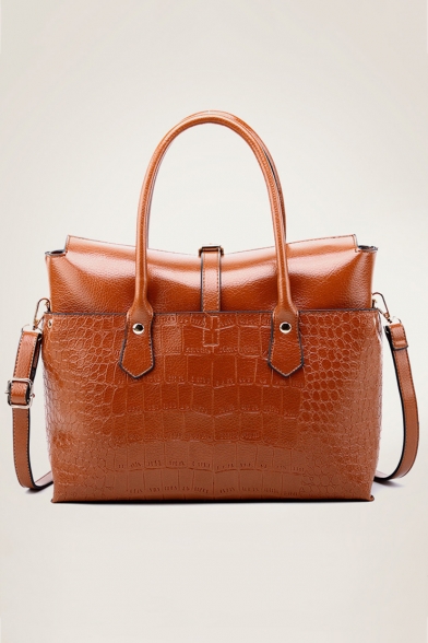 Simple Fashion Crocodile Pattern Large Capacity Briefcase Commuter Satchel Handbag 32.5*12*26 CM