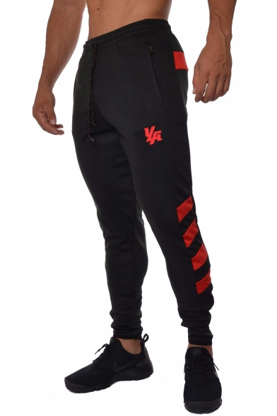 Simple Fashion Logo Patched Colorblocked Stripe Patched Drawstring Waist Jogger Sweatpants